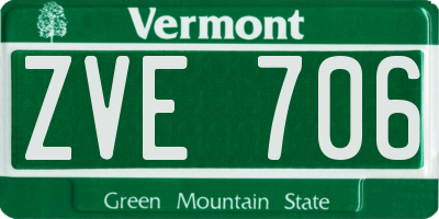 VT license plate ZVE706