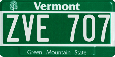 VT license plate ZVE707