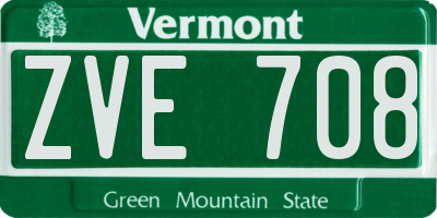 VT license plate ZVE708