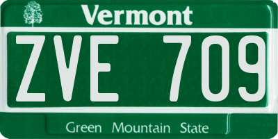 VT license plate ZVE709
