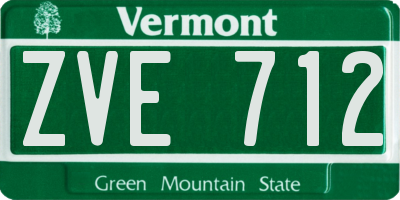 VT license plate ZVE712
