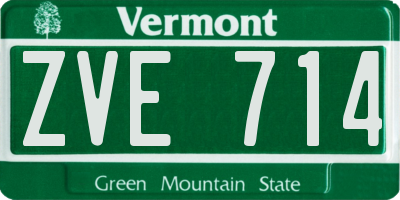 VT license plate ZVE714