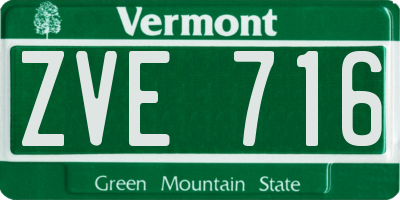 VT license plate ZVE716