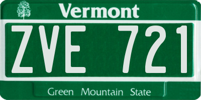 VT license plate ZVE721