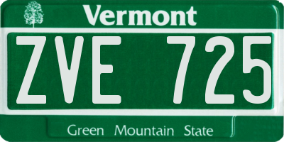 VT license plate ZVE725