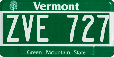 VT license plate ZVE727
