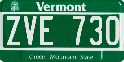 VT license plate ZVE730