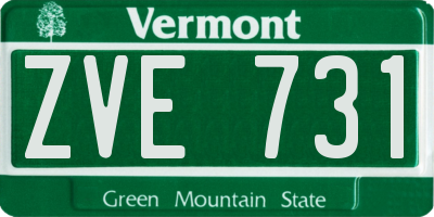 VT license plate ZVE731