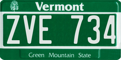 VT license plate ZVE734