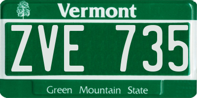 VT license plate ZVE735