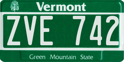 VT license plate ZVE742