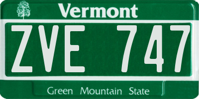 VT license plate ZVE747