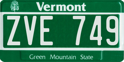 VT license plate ZVE749