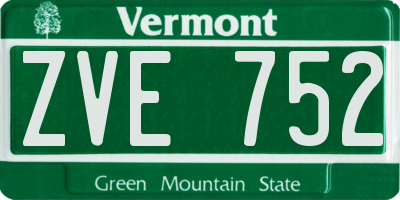 VT license plate ZVE752