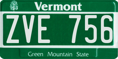 VT license plate ZVE756