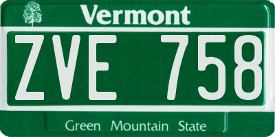 VT license plate ZVE758