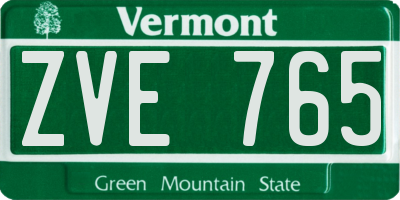 VT license plate ZVE765