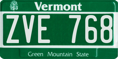 VT license plate ZVE768