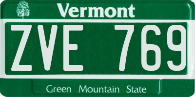VT license plate ZVE769