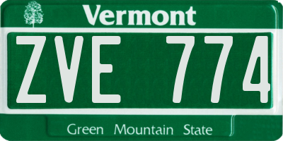 VT license plate ZVE774