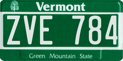 VT license plate ZVE784