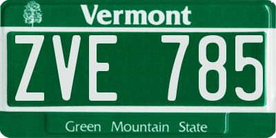 VT license plate ZVE785