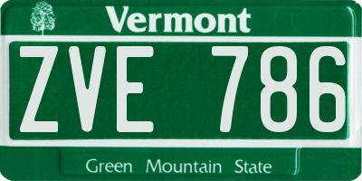 VT license plate ZVE786
