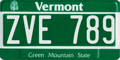 VT license plate ZVE789