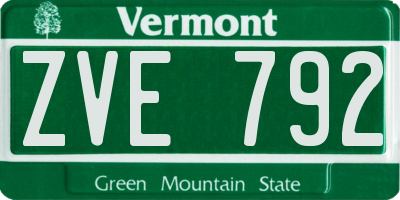 VT license plate ZVE792