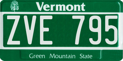 VT license plate ZVE795