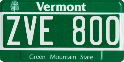 VT license plate ZVE800