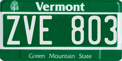 VT license plate ZVE803