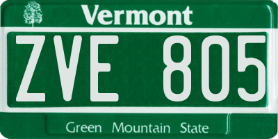 VT license plate ZVE805