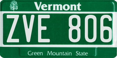 VT license plate ZVE806