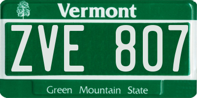VT license plate ZVE807