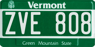 VT license plate ZVE808