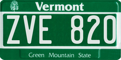 VT license plate ZVE820