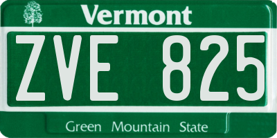 VT license plate ZVE825