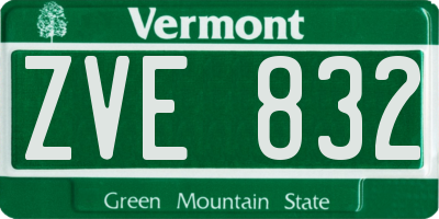 VT license plate ZVE832