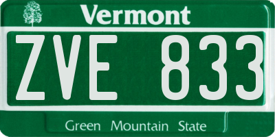 VT license plate ZVE833