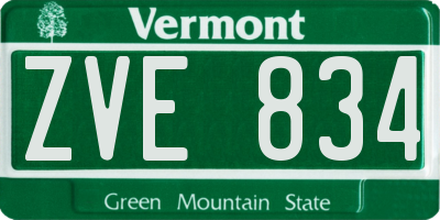VT license plate ZVE834