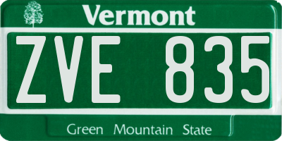 VT license plate ZVE835