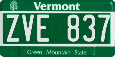 VT license plate ZVE837