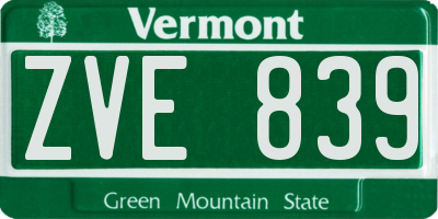 VT license plate ZVE839