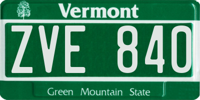 VT license plate ZVE840