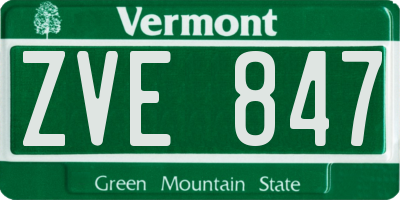 VT license plate ZVE847