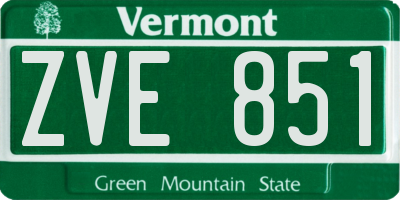 VT license plate ZVE851