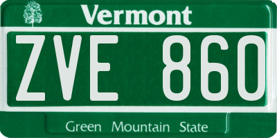 VT license plate ZVE860