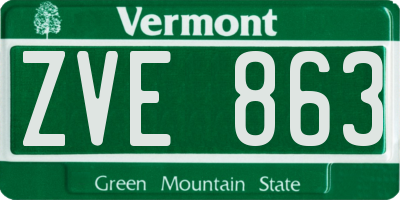 VT license plate ZVE863