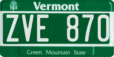 VT license plate ZVE870